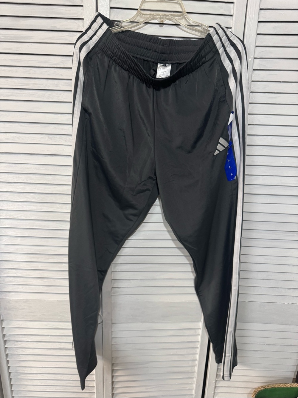 Adidas men Black Track Pants with White Stripe